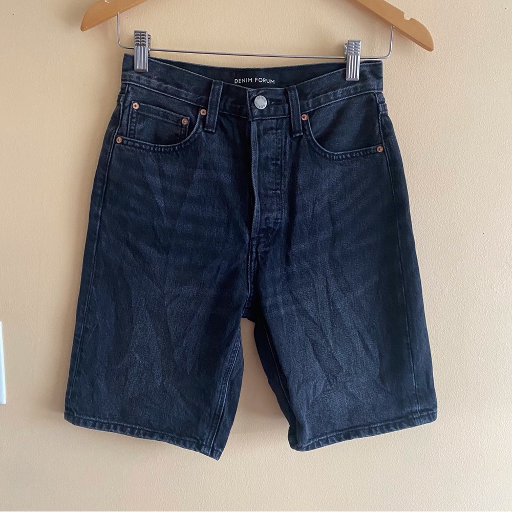 Denim Forum The Joni Loose Bermuda Short Woman 24 Black Streetwear Preppy 90s - Picture 3 of 15